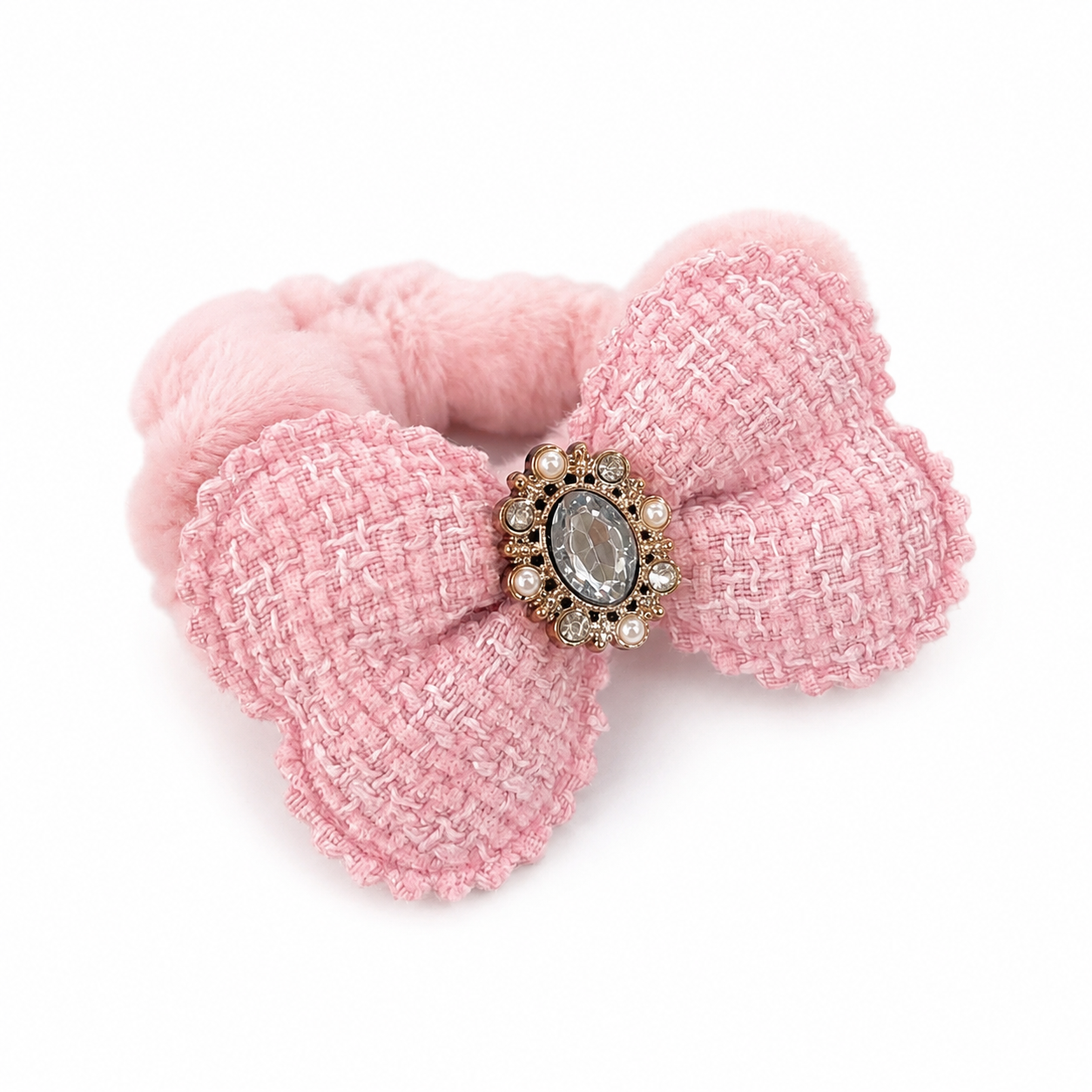 Korean Pearl Bow Scrunchie