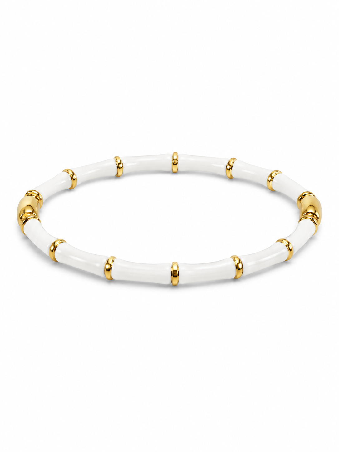 White Bamboo Evil Eye Cuff Bracelet