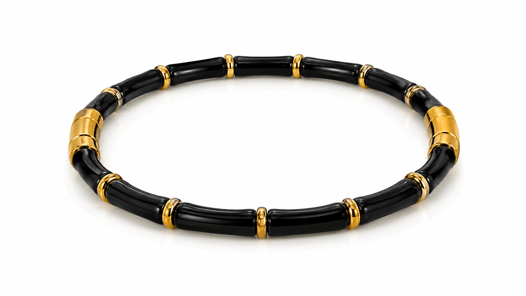 Black Bamboo Evil Eye Cuff Bracelet