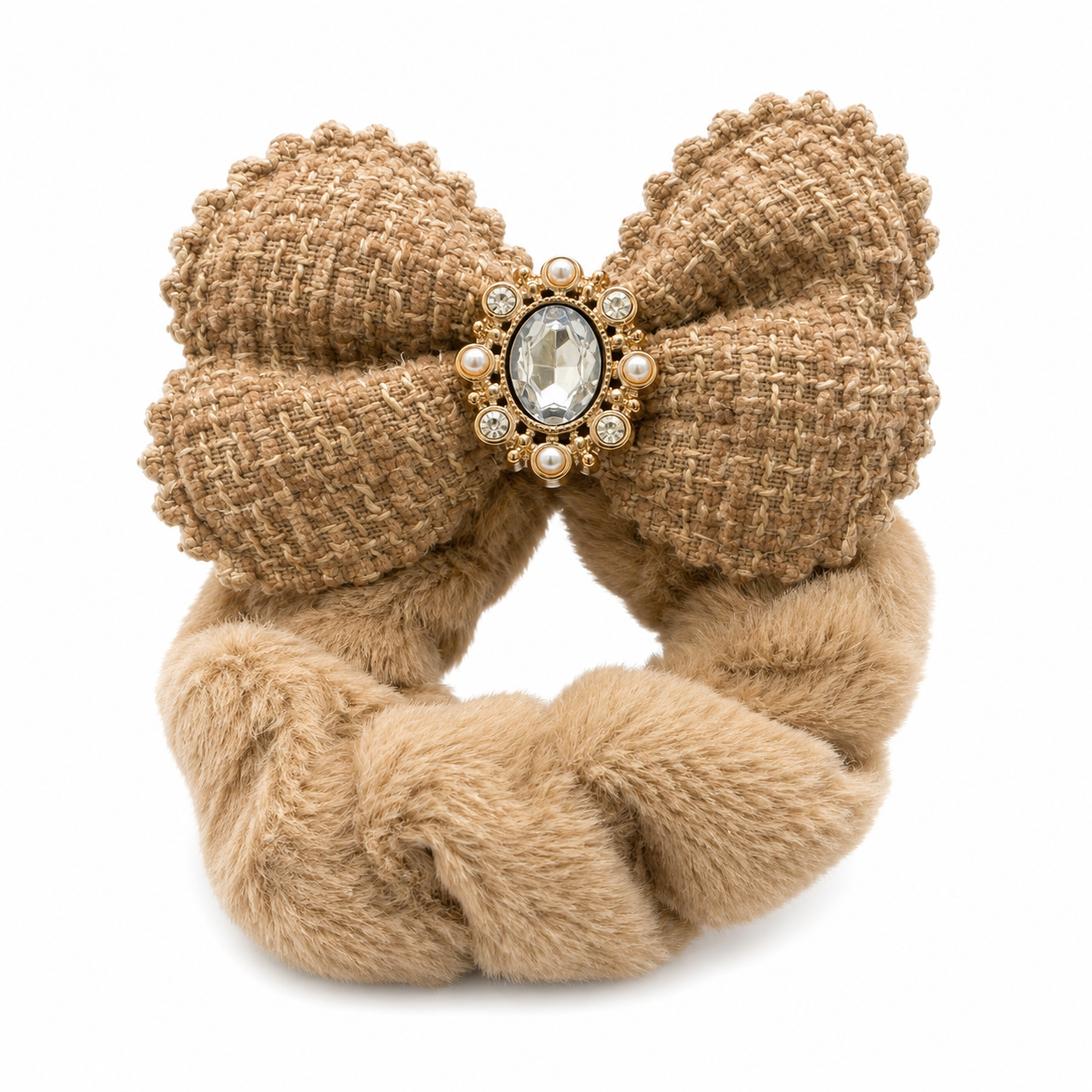 Korean Pearl Bow Scrunchie