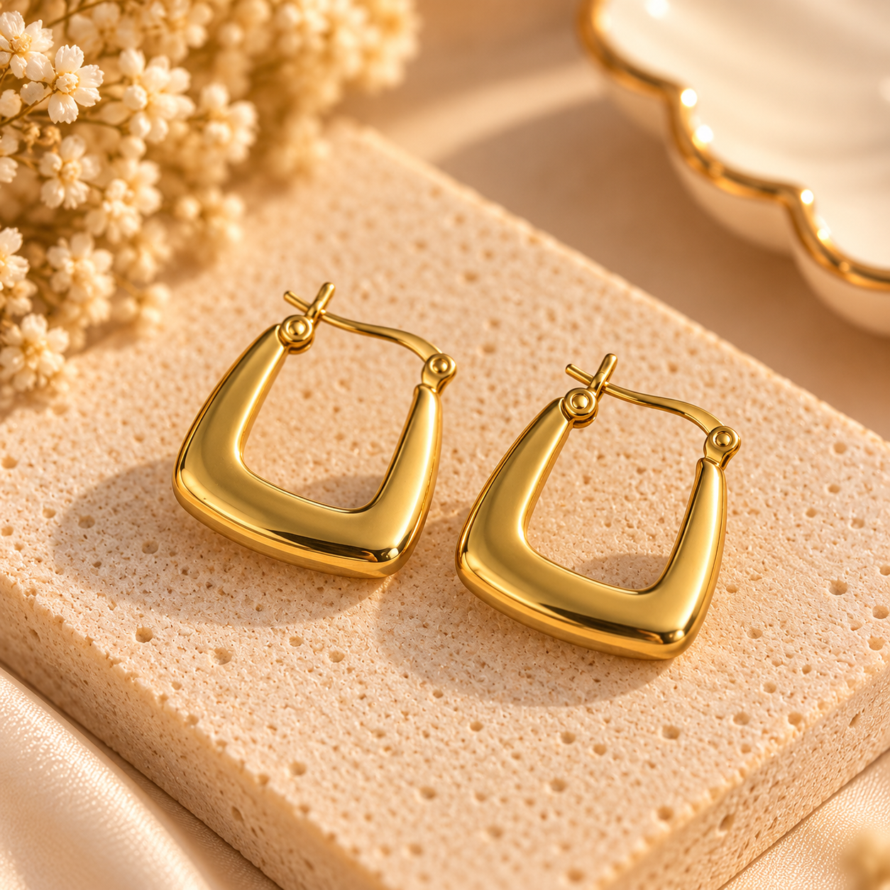 Glint Sculpted Gold Hoops-U Shape