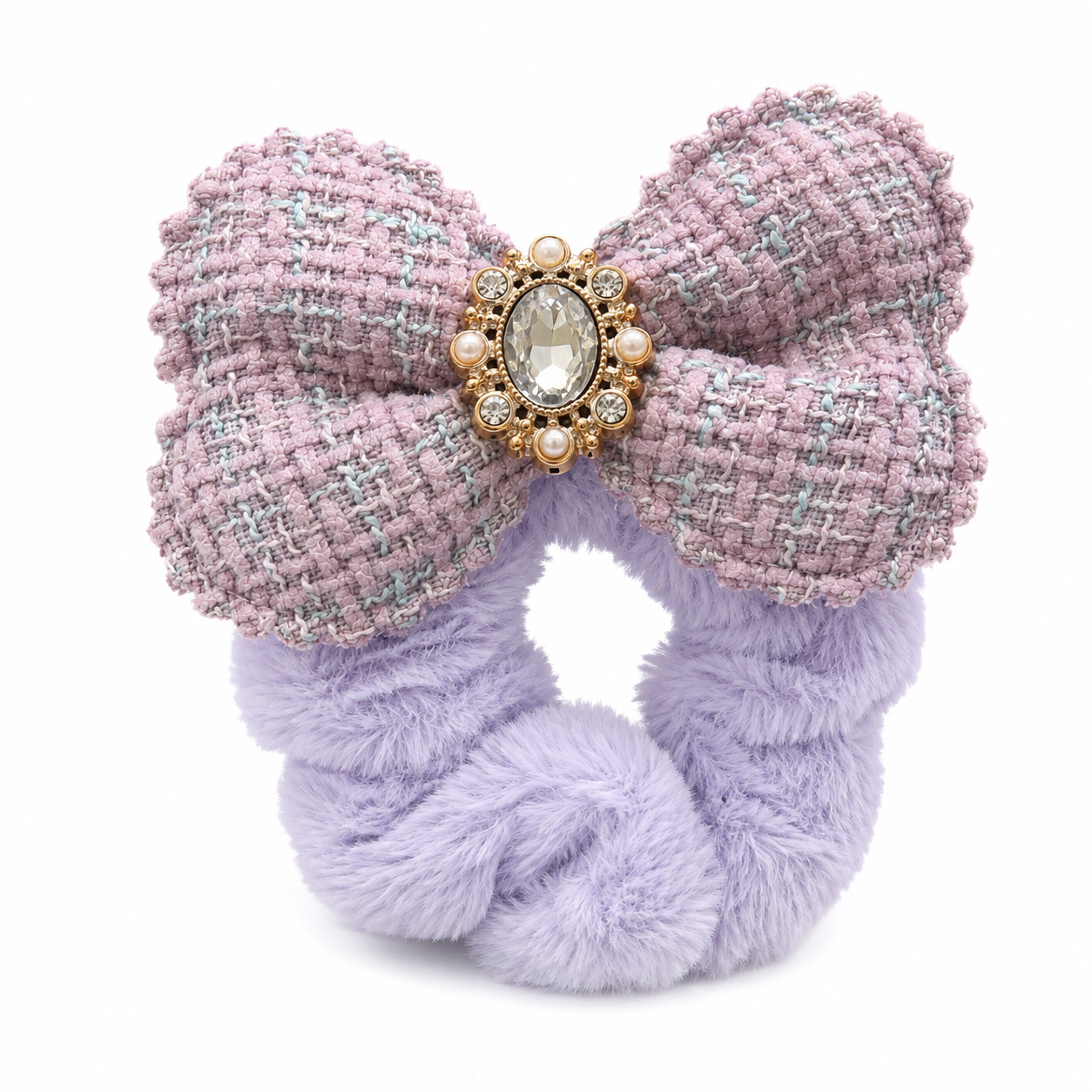 Korean Pearl Bow Scrunchie