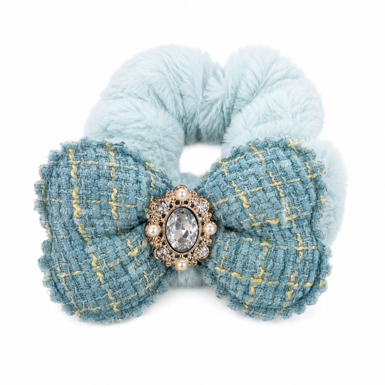 Korean Pearl Bow Scrunchie