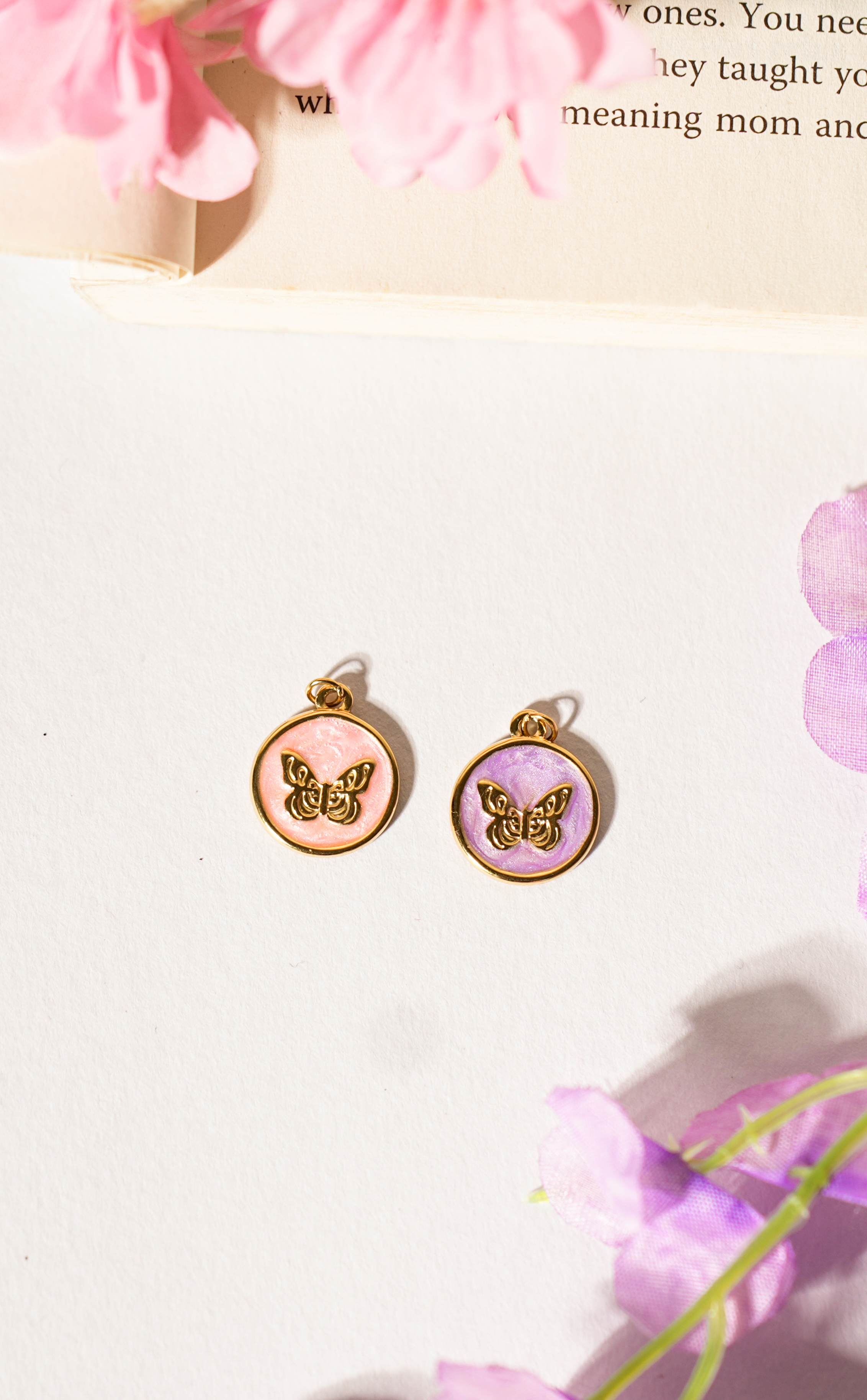 Flutter Charm Set – Pink & Lavender (Set of 2)