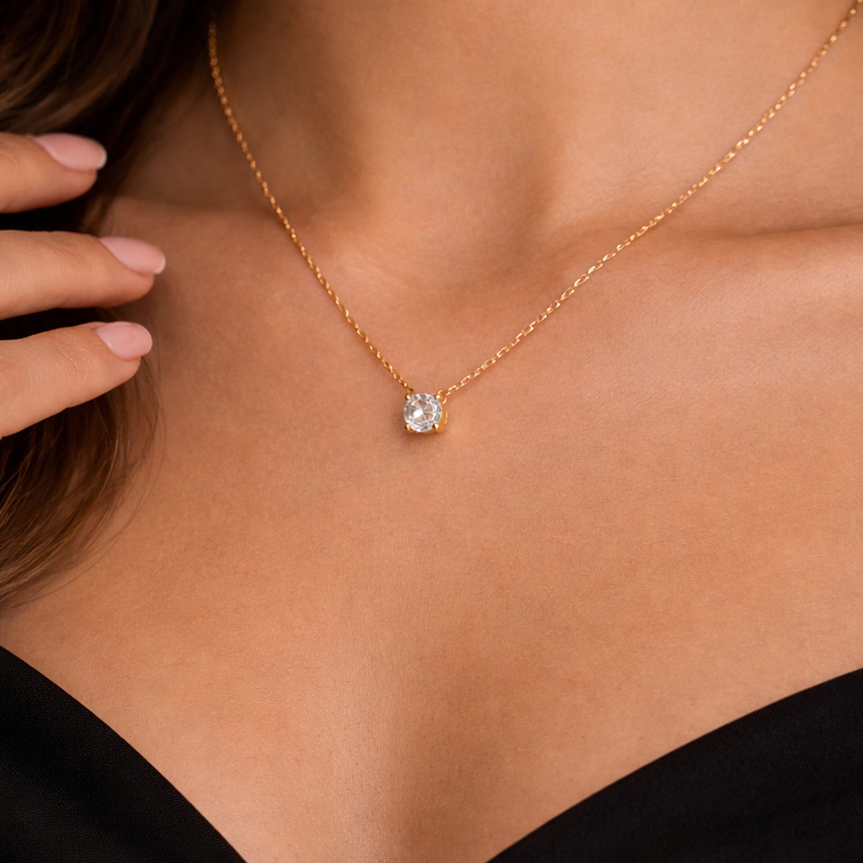 Korean Dainty white Stone Necklace